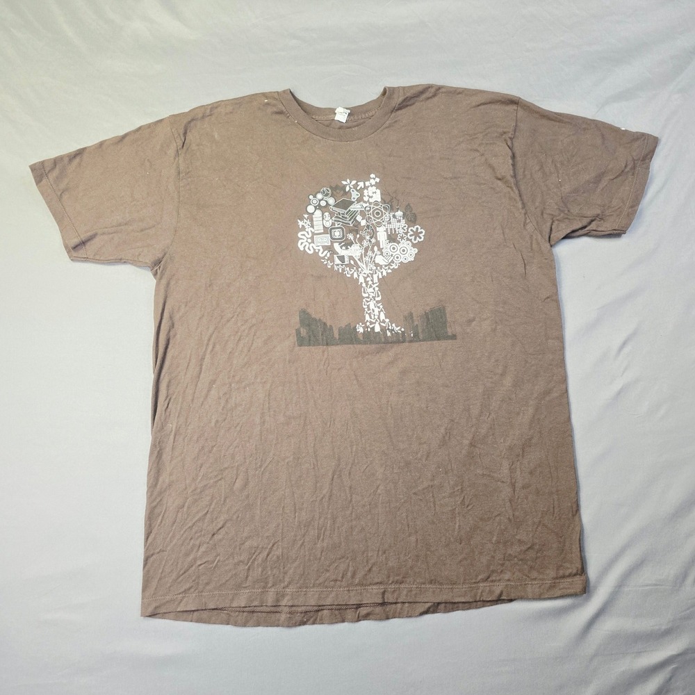 American Apparel Graphic Tee Men's XL Brown Tech Tree Short Sleeve Shirt